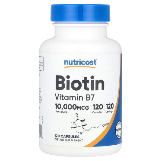 Nutricost, Biotin, 10,000 mcg, 120 Capsules - Image 1