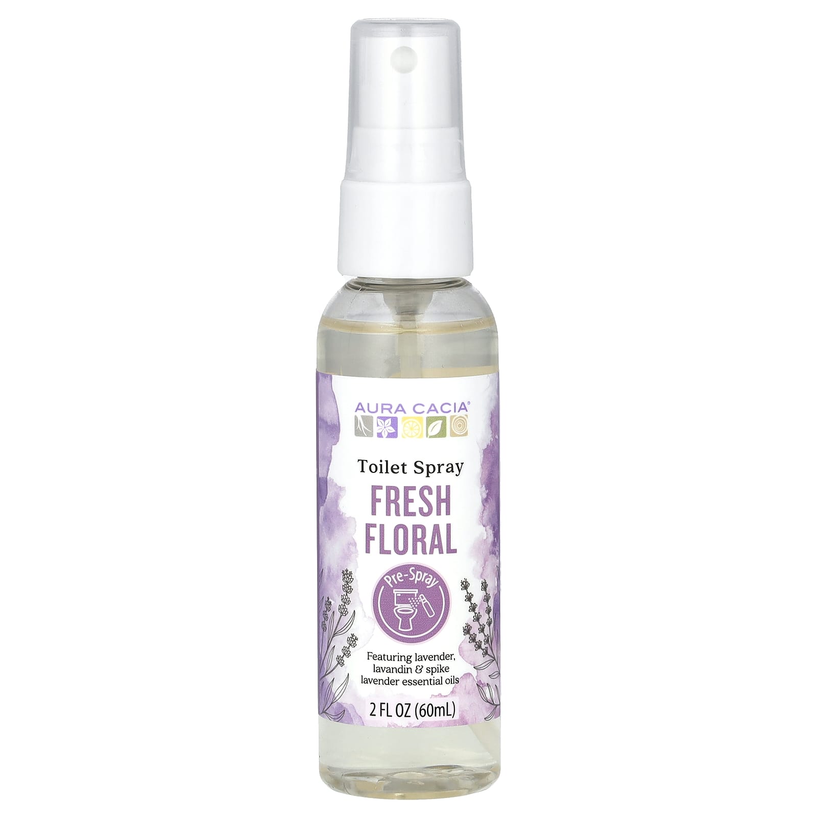Aura Cacia Fresh Floral Toilet Spray, 2 fl oz (60 ml) - Image 1