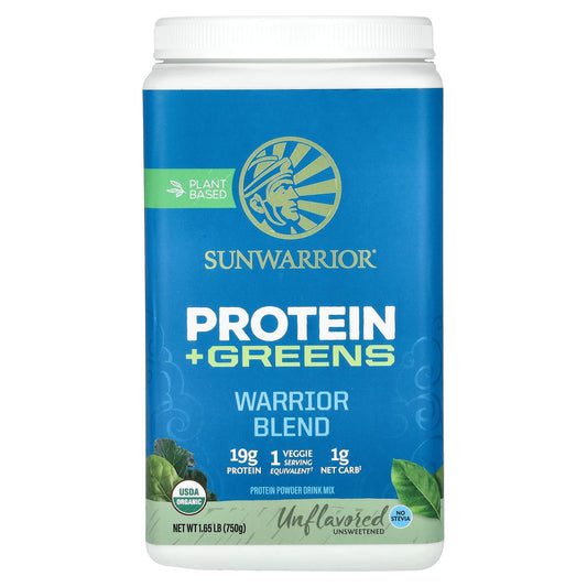 Sunwarrior, Warrior Blend, Protein + Greens, Unflavored, 1.65 lb (750 g) - Image 1