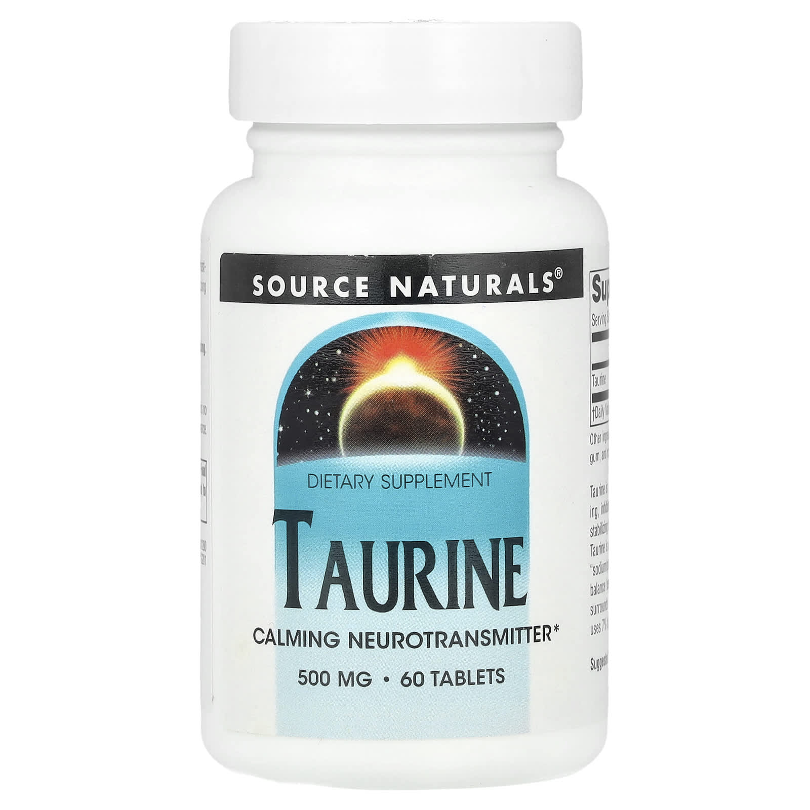 Source Naturals, Taurine, 500 mg, 60 Tablets - Image 1
