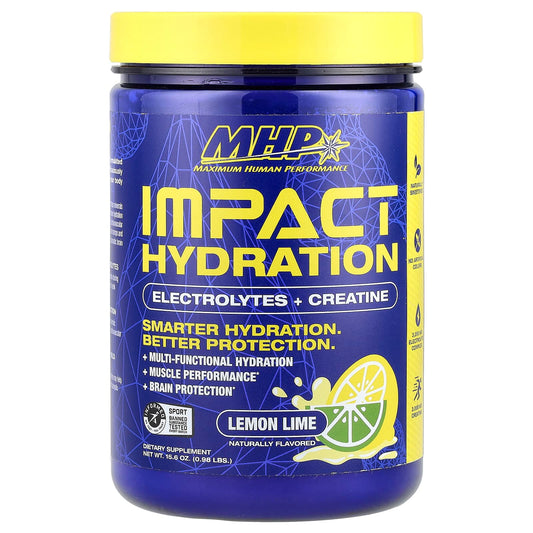 MHP, Impact Hydration, Electrolytes + Creatine, Lemon Lime, 0.98 lbs (15.6 oz) - Image 1