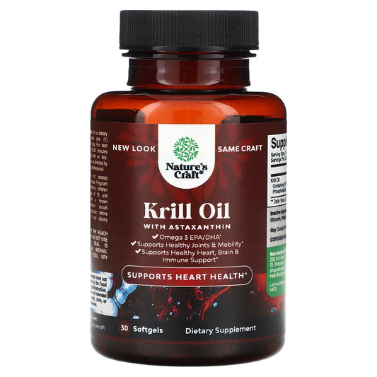 Nature's Craft, Krill Oil with Astaxanthin, 30 Softgels - Image 1