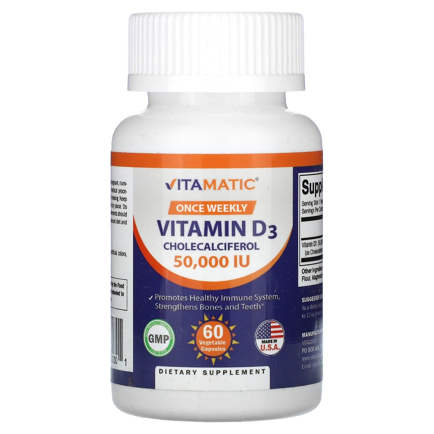 Vitamatic, Vitamin D3, 50,000 IU, 60 Vegetable Capsules - Image 1