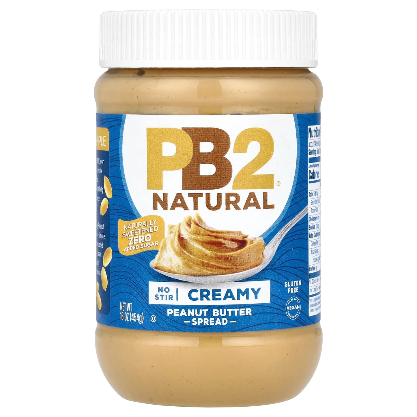 PB2 Foods, Natural Peanut Butter Spread, Creamy, 16 oz (454 g)