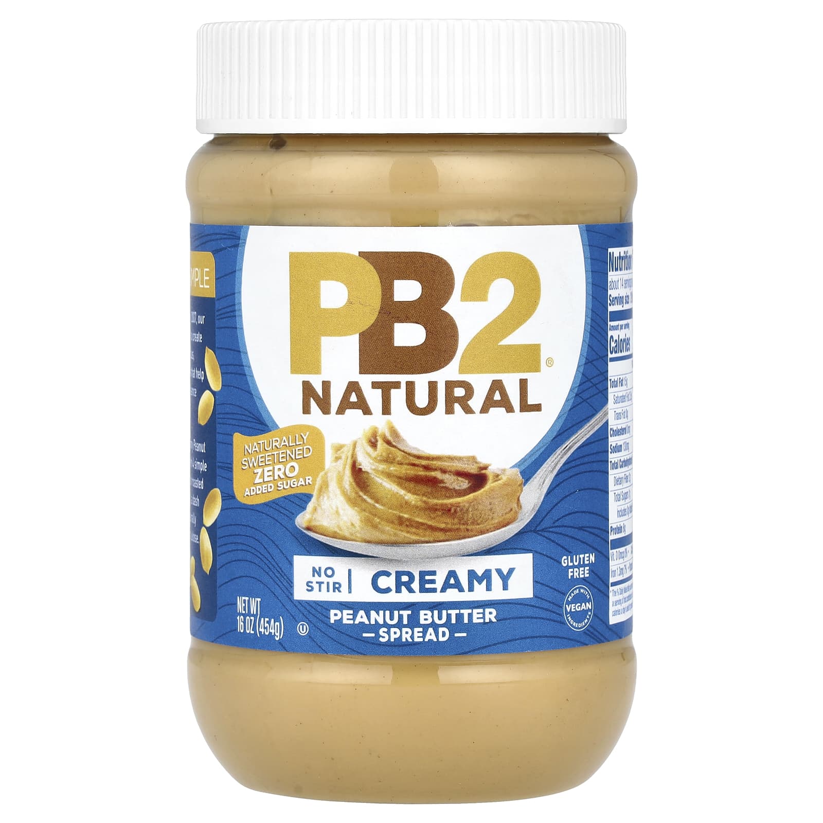 PB2 Foods, Natural Peanut Butter Spread, Creamy, 16 oz (454 g)