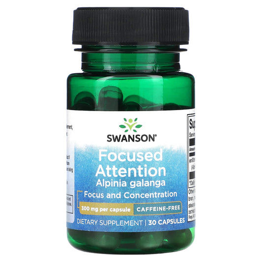 Swanson, Focused Attention Alpinia Galanga, Caffeine Free, 300 mg, 30 Capsules - Image 1