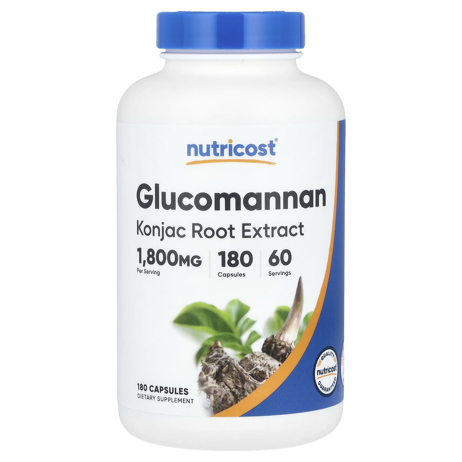 Nutricost, Glucomannan Konjac Root Extract, 180 Capsules (600 mg per Capsule) - Image 1