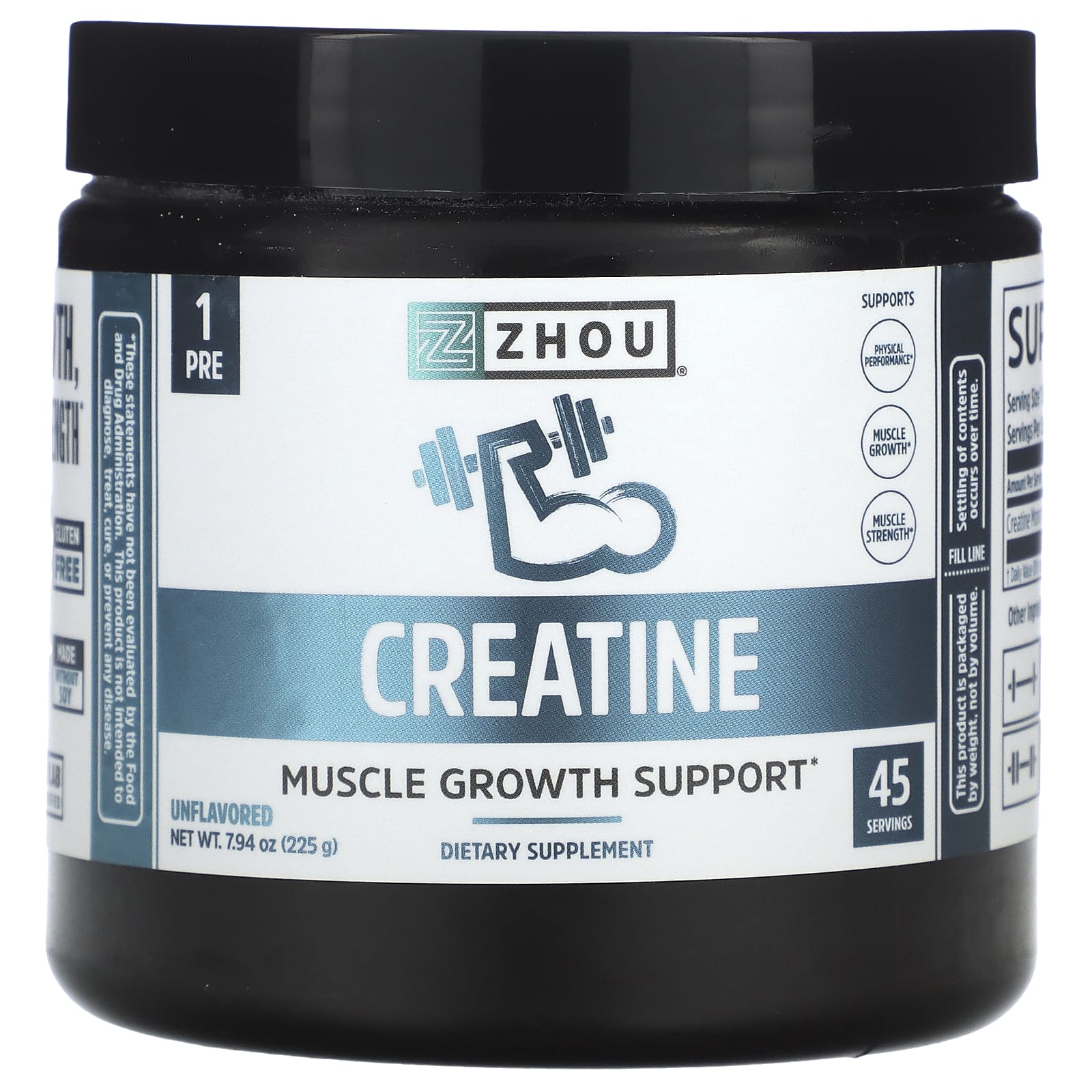 Zhou Nutrition, Creatine, Unflavored, 5 g, 7.94 oz (225 g) - Image 1