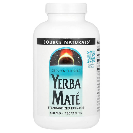 Source Naturals, Yerba Mate, 600 mg, 180 Tablets - Image 1