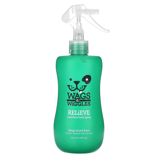 Wags & Wiggles, Relieve, Waterless Bath Spray, King-Sized Kiwi, 12 fl oz (355 ml) - Image 1