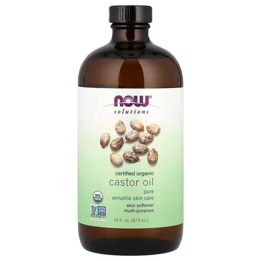 NOW Foods, Solutions, Certified Organic Castor Oil, 16 fl oz (473 ml) - Image 1