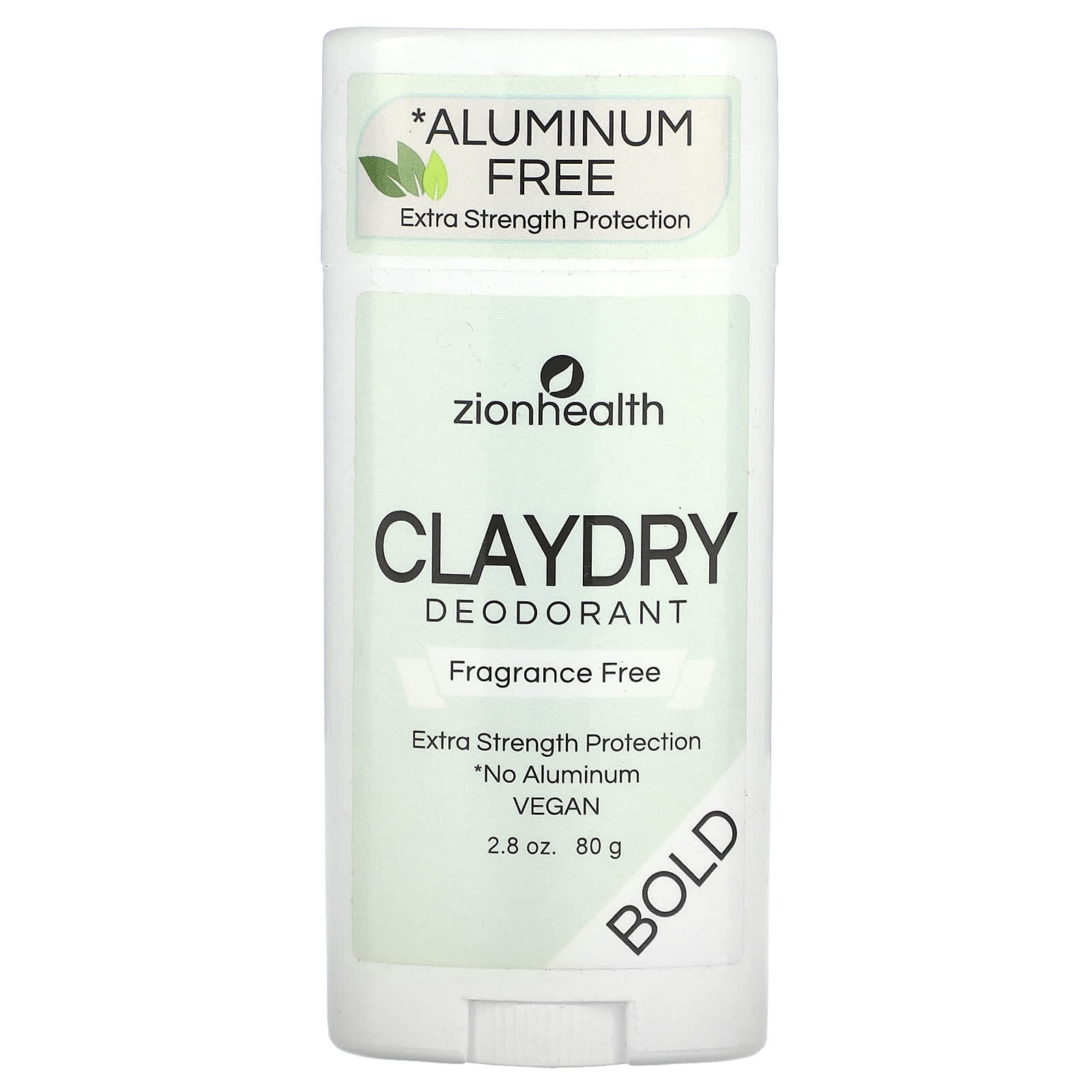 Zion Health, Bold, ClayDry Deodorant, Fragrance Free, 2.8 oz (80 g) - Image 1