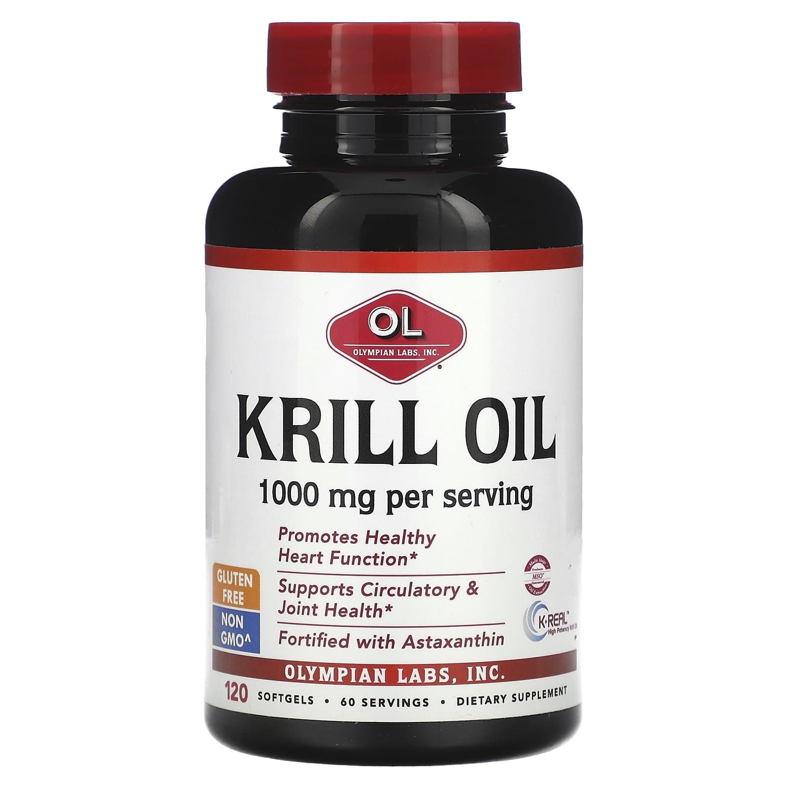 Olympian Labs, Krill Oil, 1,000 mg, 120 Softgels (500 mg per Softgel) - Image 1