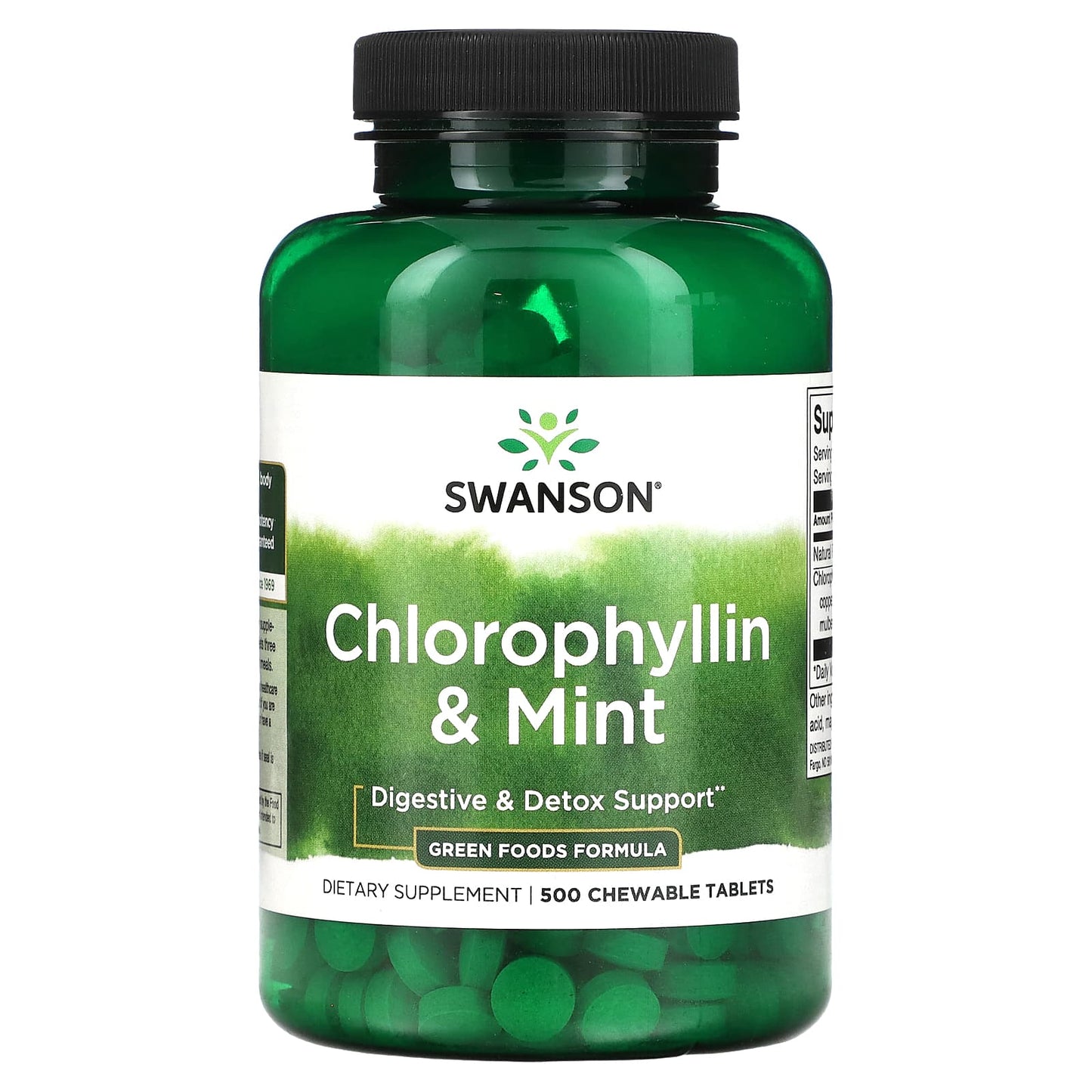 Swanson, Chlorophyllin & Mint, 500 Chewable Tablets - Image 1