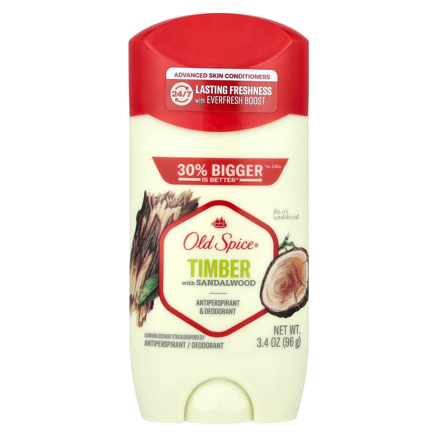 Old Spice, Antiperspirant & Deodorant, Timber with Sandalwood, 3.4 oz (96 g) - Image 1