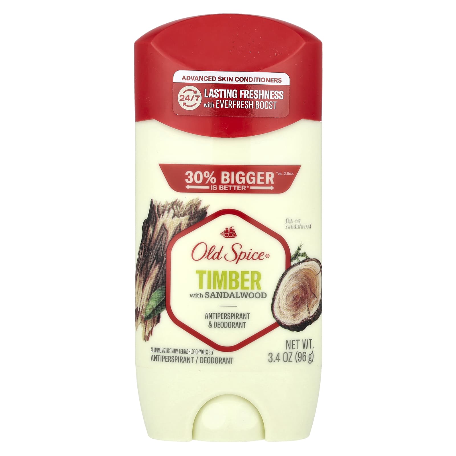 Old Spice, Antiperspirant & Deodorant, Timber with Sandalwood, 3.4 oz (96 g) - Image 1