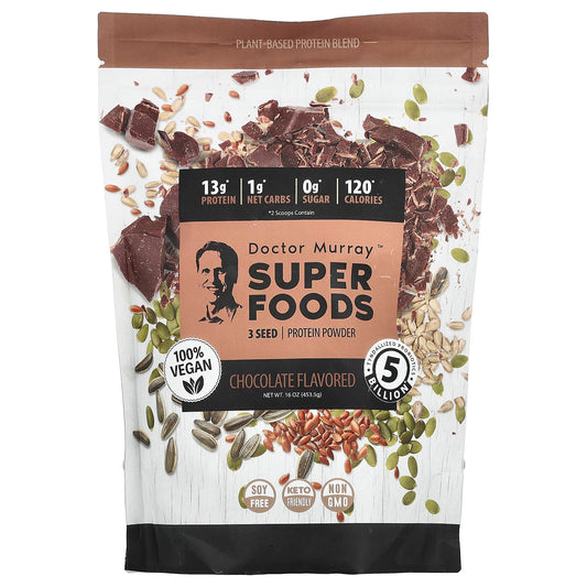 Dr. Murray's Vegan 3 Seed Protein Powder - Chocolate, 16 oz - Image 1