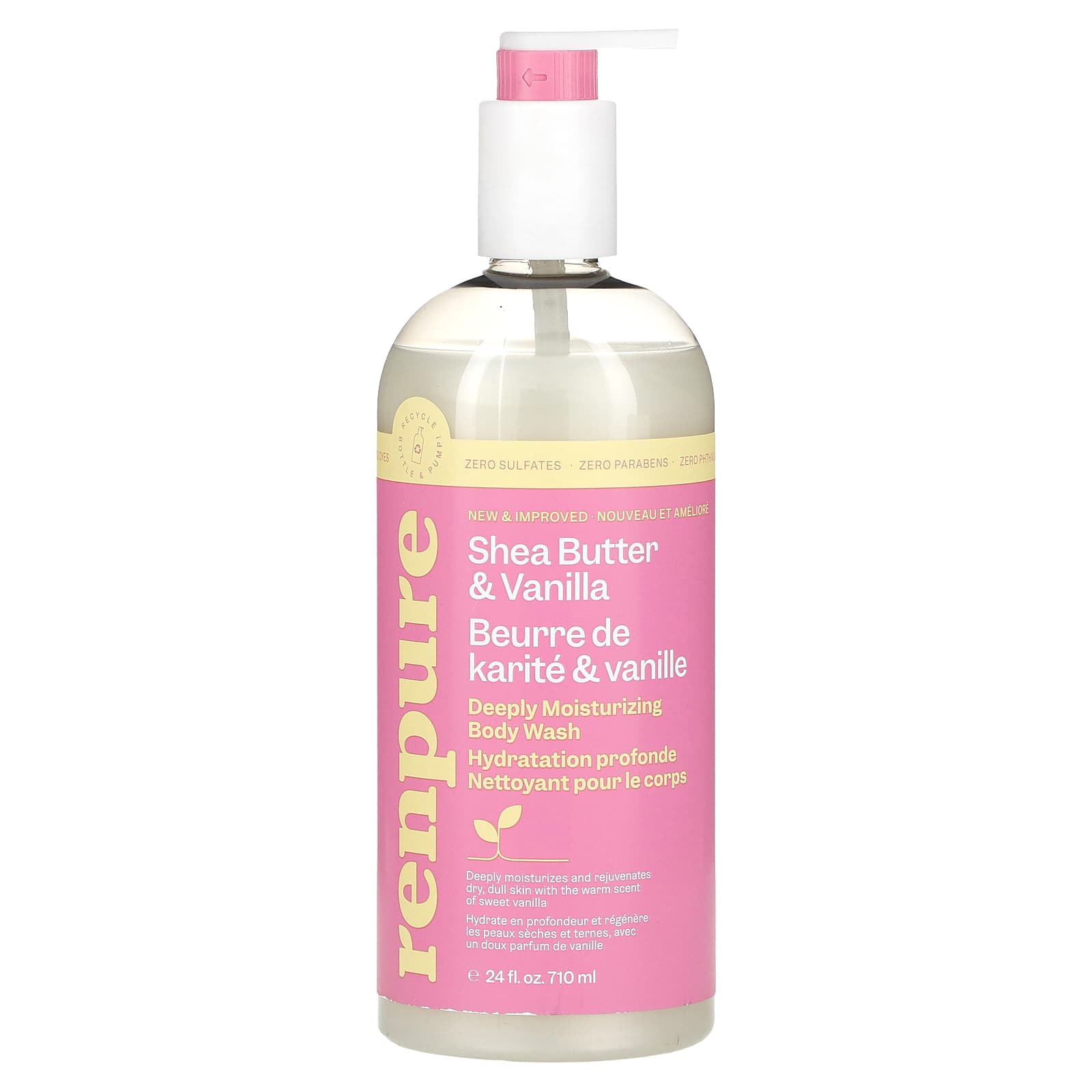 Renpure, Shea Butter & Vanilla, Deeply Moisturizing Body Wash, 24 fl oz (710 ml) - Image 1