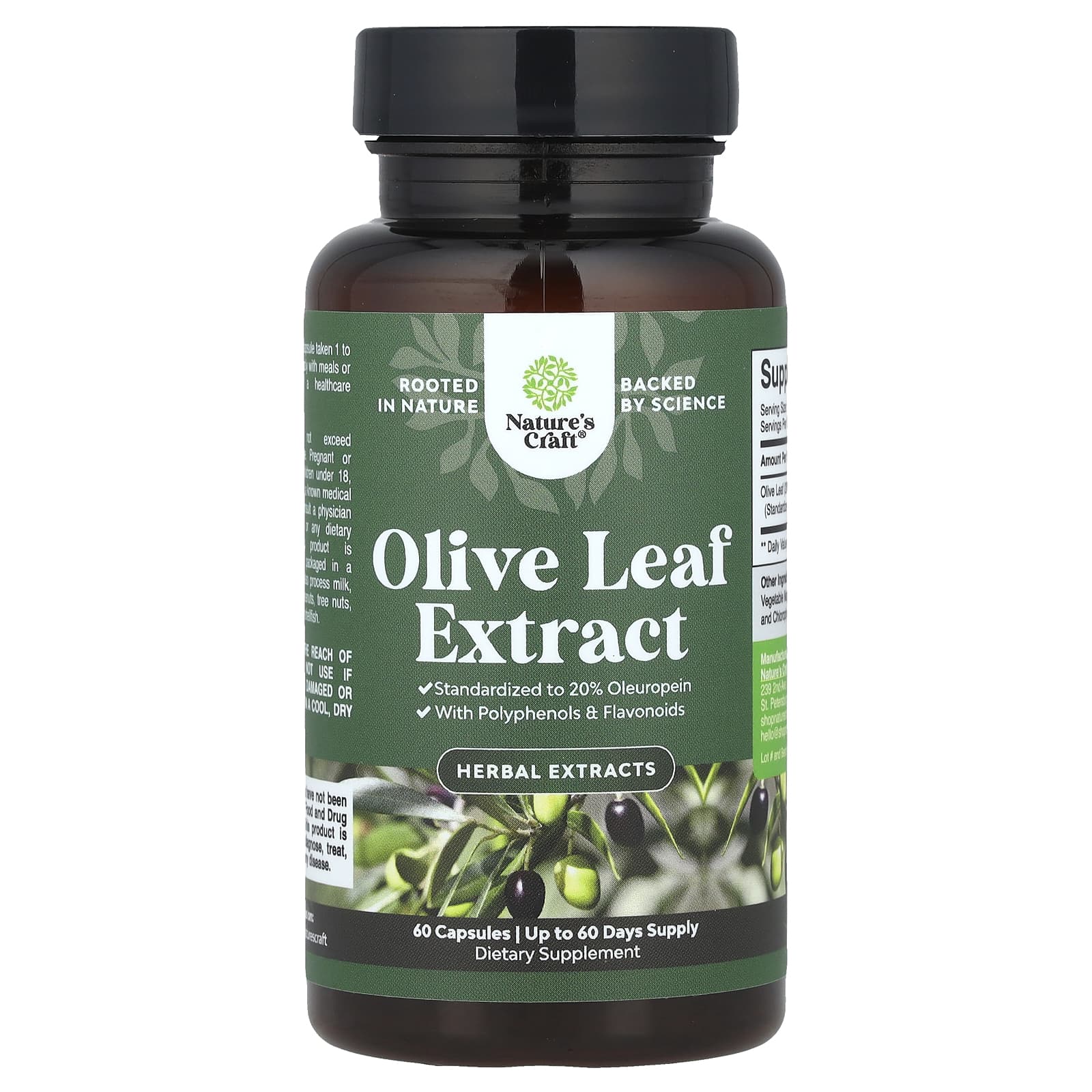 Nature's Craft, Olive Leaf Extract, 750 mg, 60 Capsules - Image 1