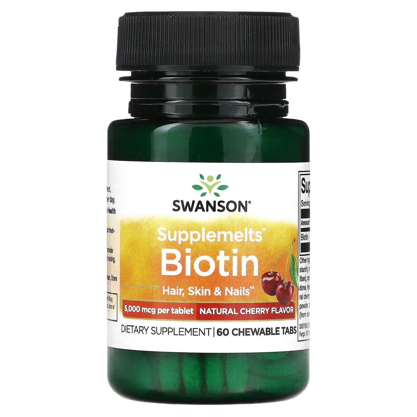 Swanson, Supplemelts, Biotin, Natural Cherry, 5,000 mcg, 60 Chewable Tabs - Image 1