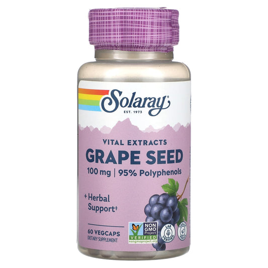 Solaray, Vital Extracts, Grape Seed , 100 mg , 60 VegCaps - Image 1