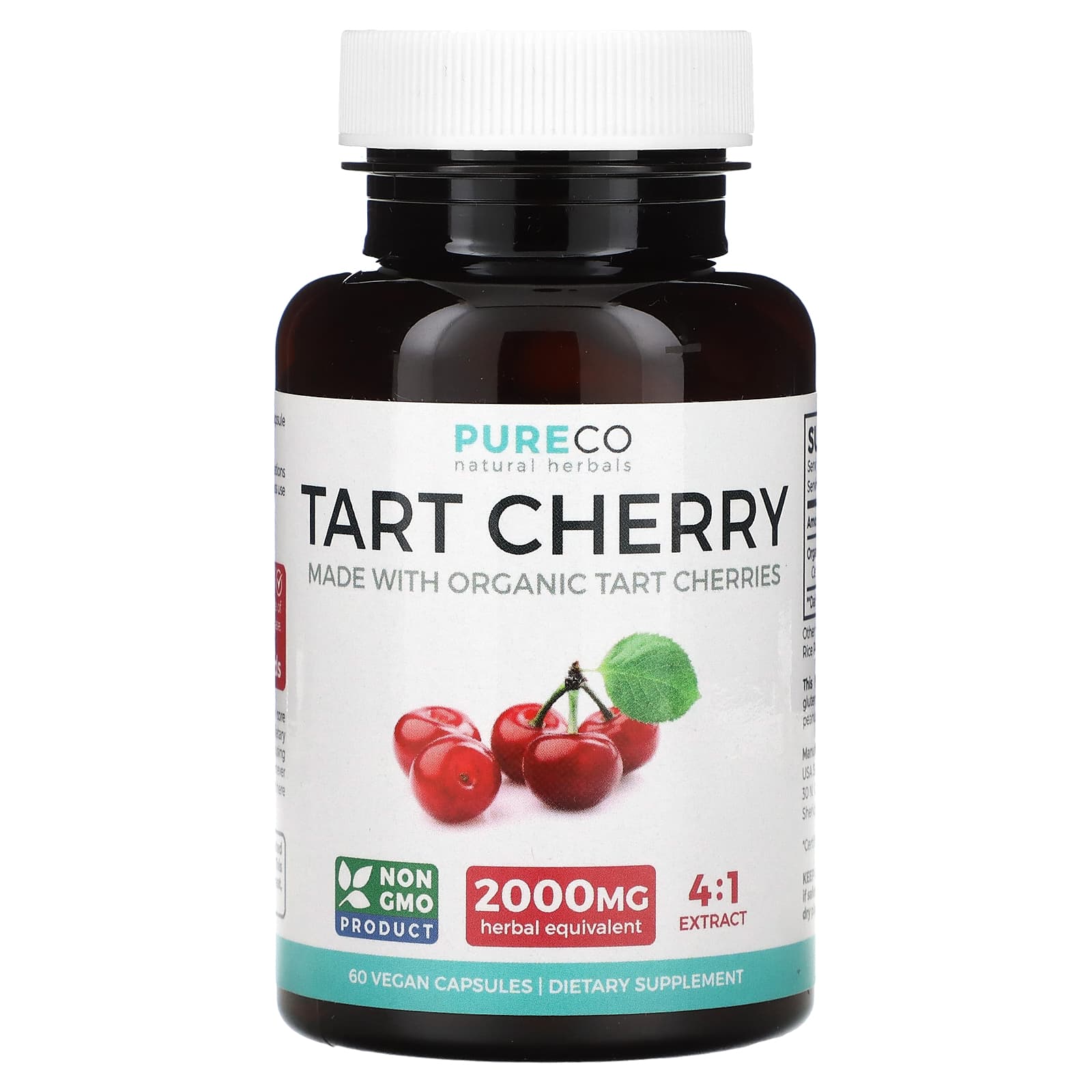 Pure Co., Tart Cherry, 500 mg, 60 Vegan Capsules - Image 1
