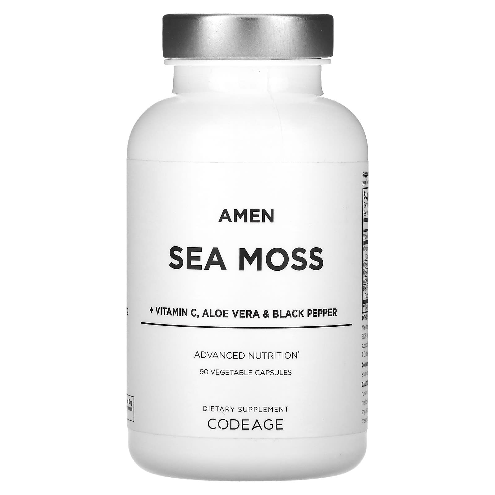 CodeAge Sea Moss Vitamin C & Black Pepper Vegan Capsules, 90 Count - Image 1