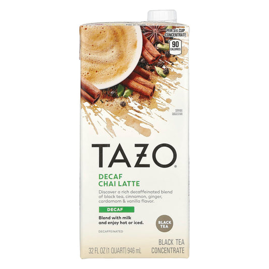 TAZO, Decaf Chai Latte, Black Tea Concentrate, 32 fl oz (946 ml) - Image 1