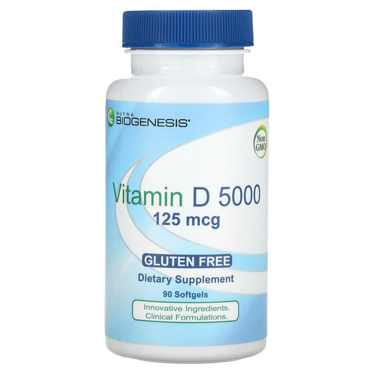 Nutra BioGenesis, Vitamin D 5000, 125 mcg, 90 Softgels - Image 1