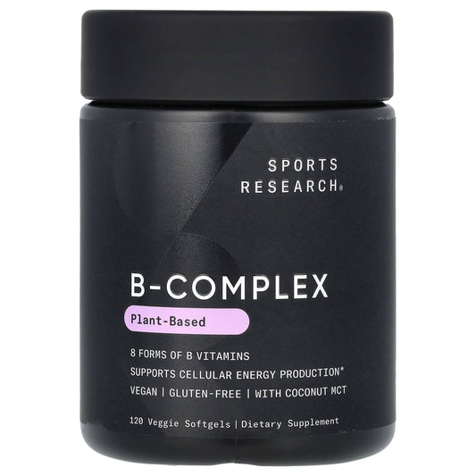 Sports Research, B-Complex, Plant Based, 120 Veggie Softgels - Image 1