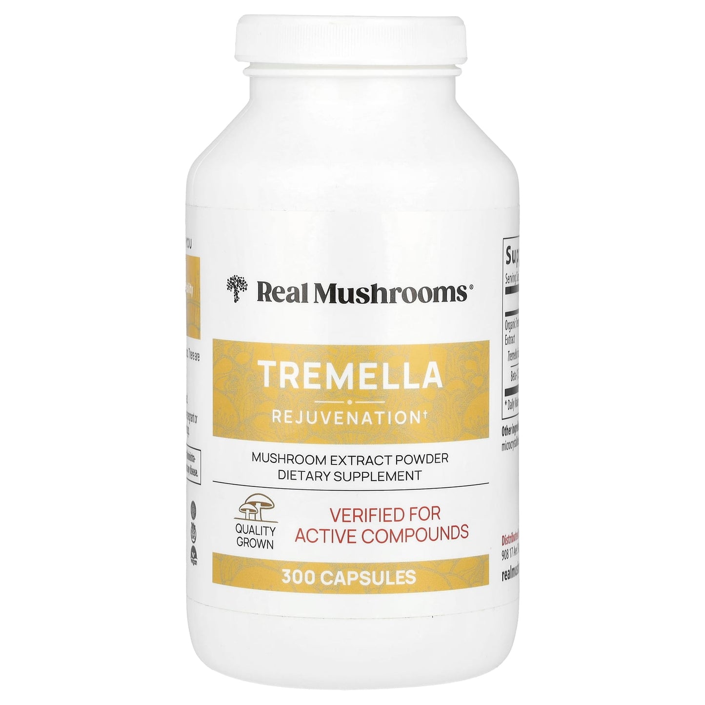 Real Mushrooms, Tremella, Mushroom Extract Powder, 300 Capsules - Image 1