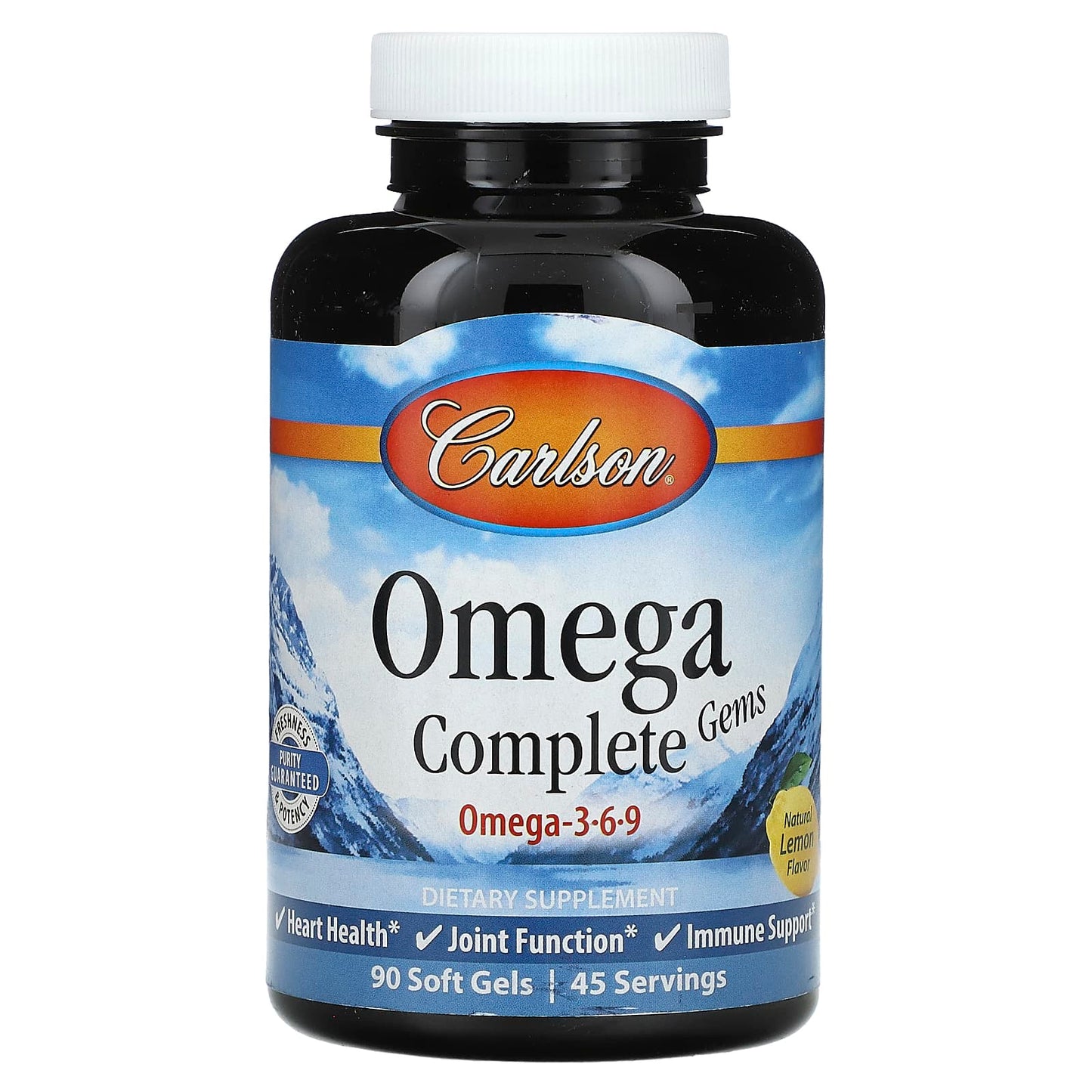 Carlson Omega 3-6-9 Soft Gels - Natural Lemon Flavor, Gluten-Free - Image 1