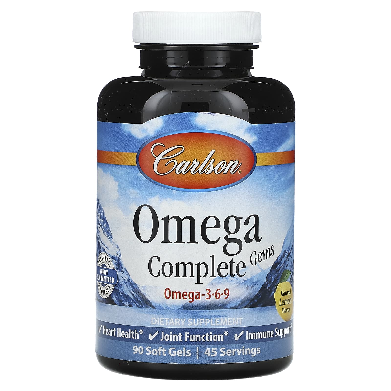 Carlson Omega 3-6-9 Soft Gels - Natural Lemon Flavor, Gluten-Free - Image 1