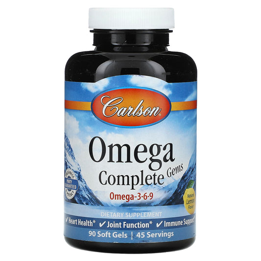 Carlson Omega 3-6-9 Soft Gels - Natural Lemon Flavor, Gluten-Free - Image 1