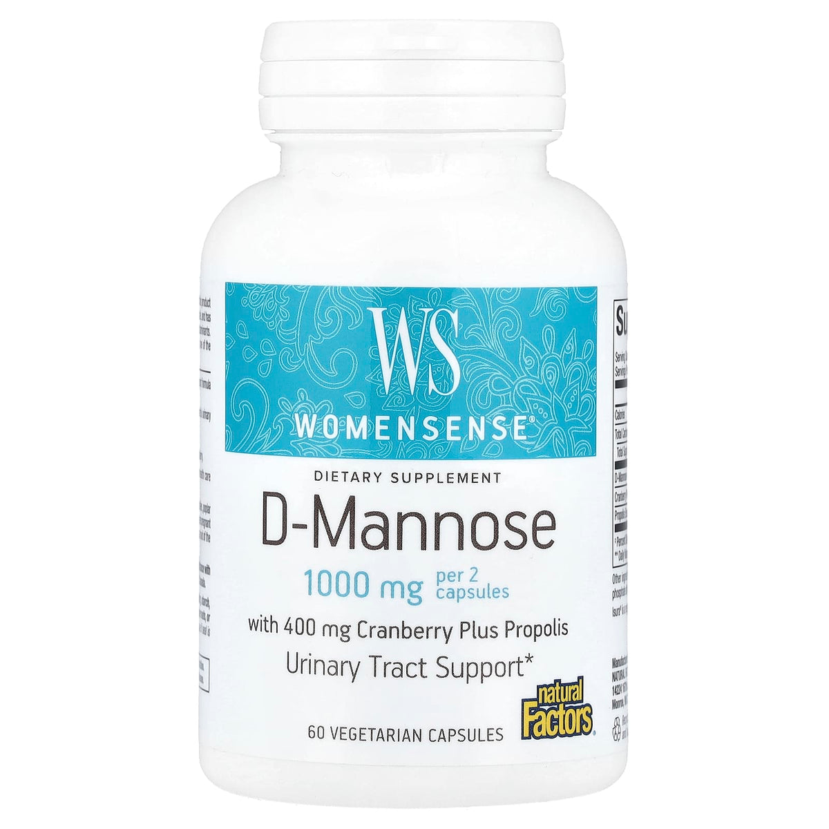 Natural Factors, WomenSense®, D-Mannose, 60 Vegetarian Capsules - Image 1
