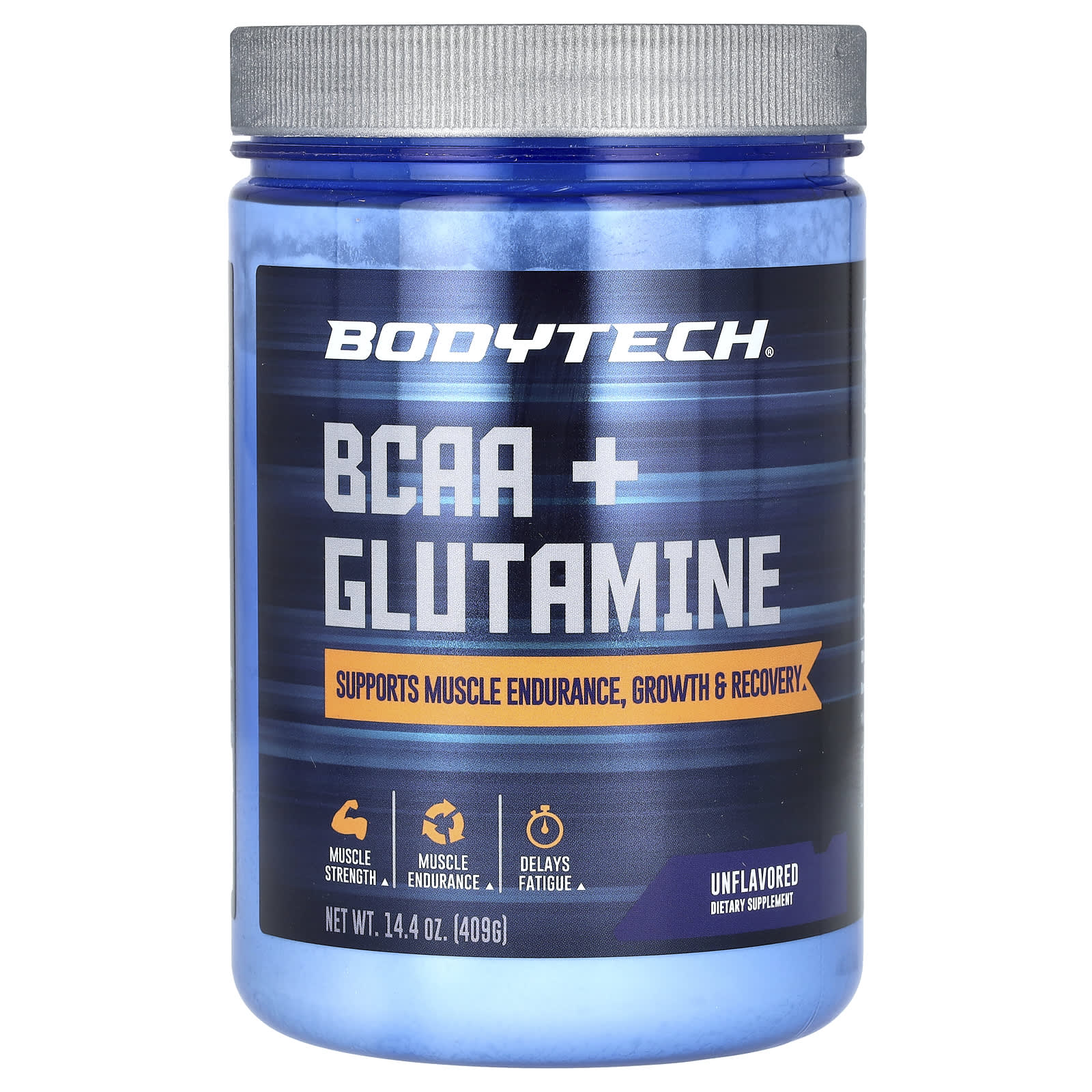Unflavored BCAA + Glutamine Powder by BodyTech, 14.4 oz (409g) - Image 1
