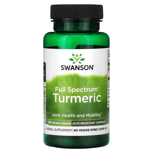 Swanson, Full Spectrum Turmeric, 750 mg, 60 Veggie Embo Caps AP - Image 1