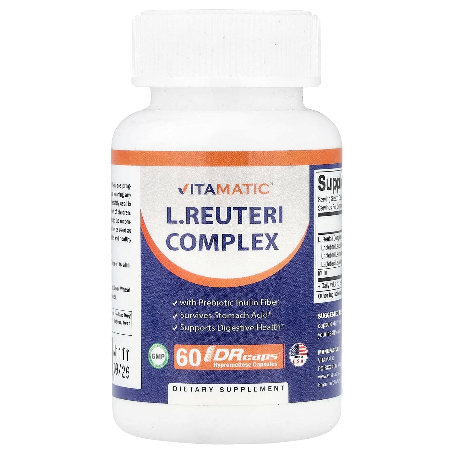 Vitamatic, L.Reuteri Complex, 60 DRcaps® Hypromellose Capsules - Image 1