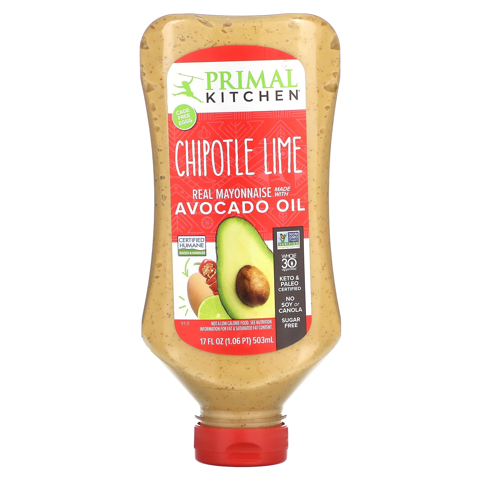 Primal Kitchen, Real Mayonnaise Made With Avocado Oil, Chipotle Lime, 17 fl oz (503 ml) - Image 1
