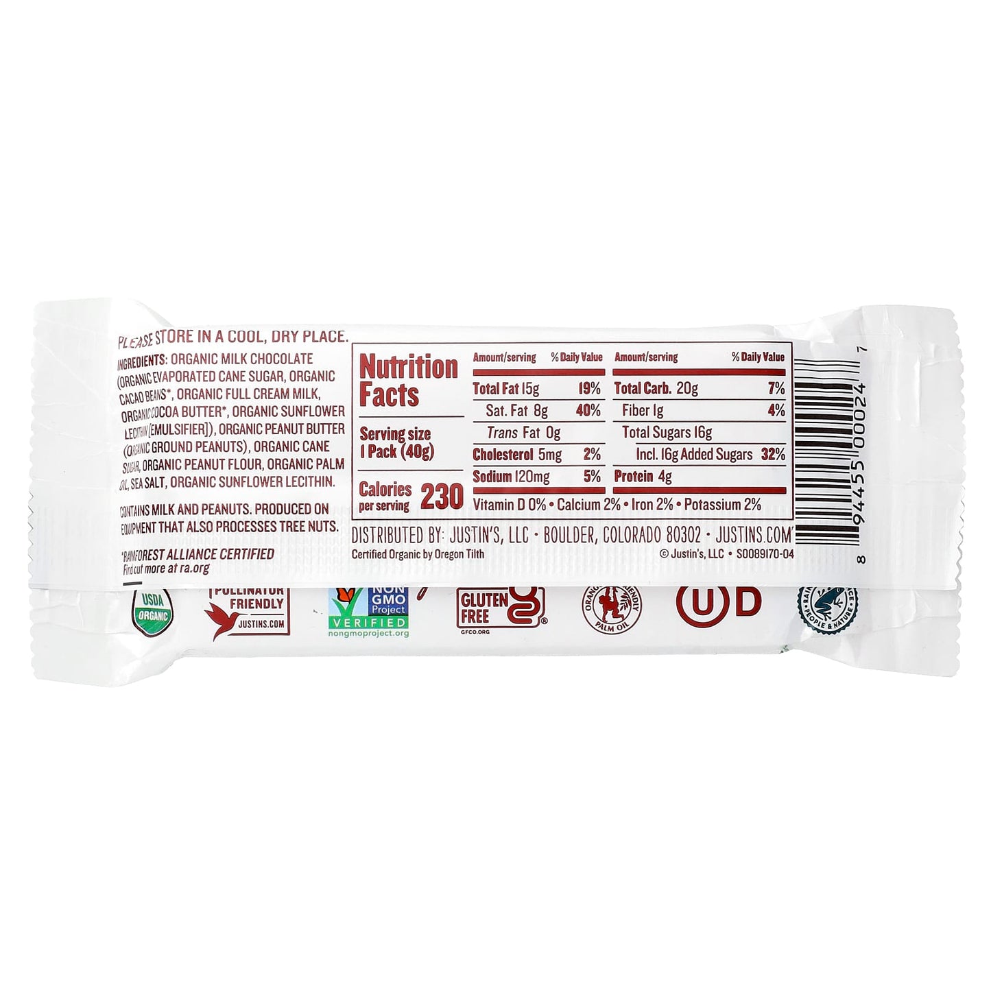 Organic Milk Chocolate Peanut Butter Cups by Justin's - Image 2