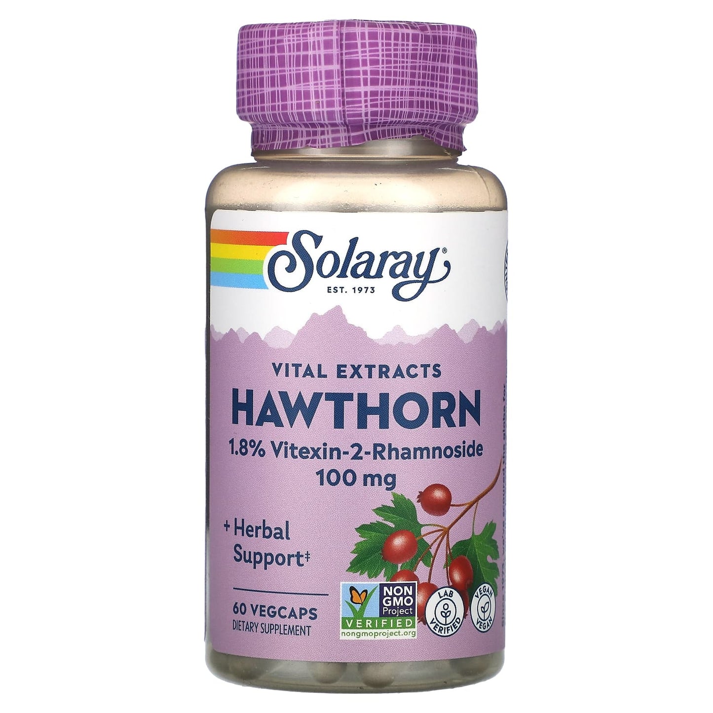 Solaray, Vital Extracts, Hawthorn, 60 VegCaps - Image 1