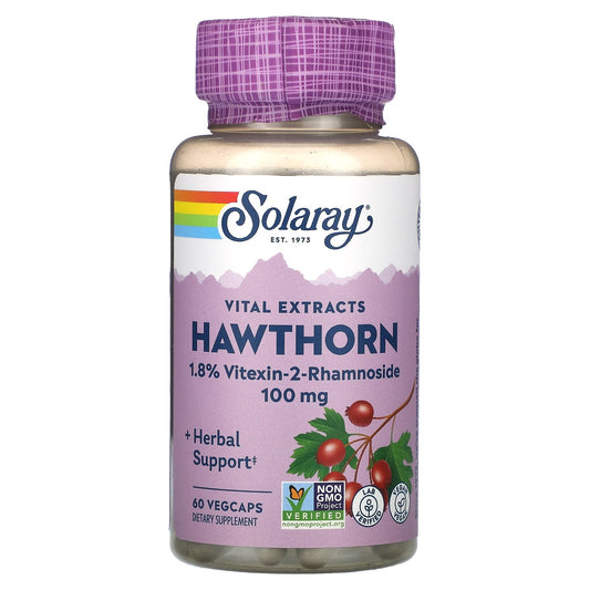 Solaray, Vital Extracts, Hawthorn, 60 VegCaps - Image 1
