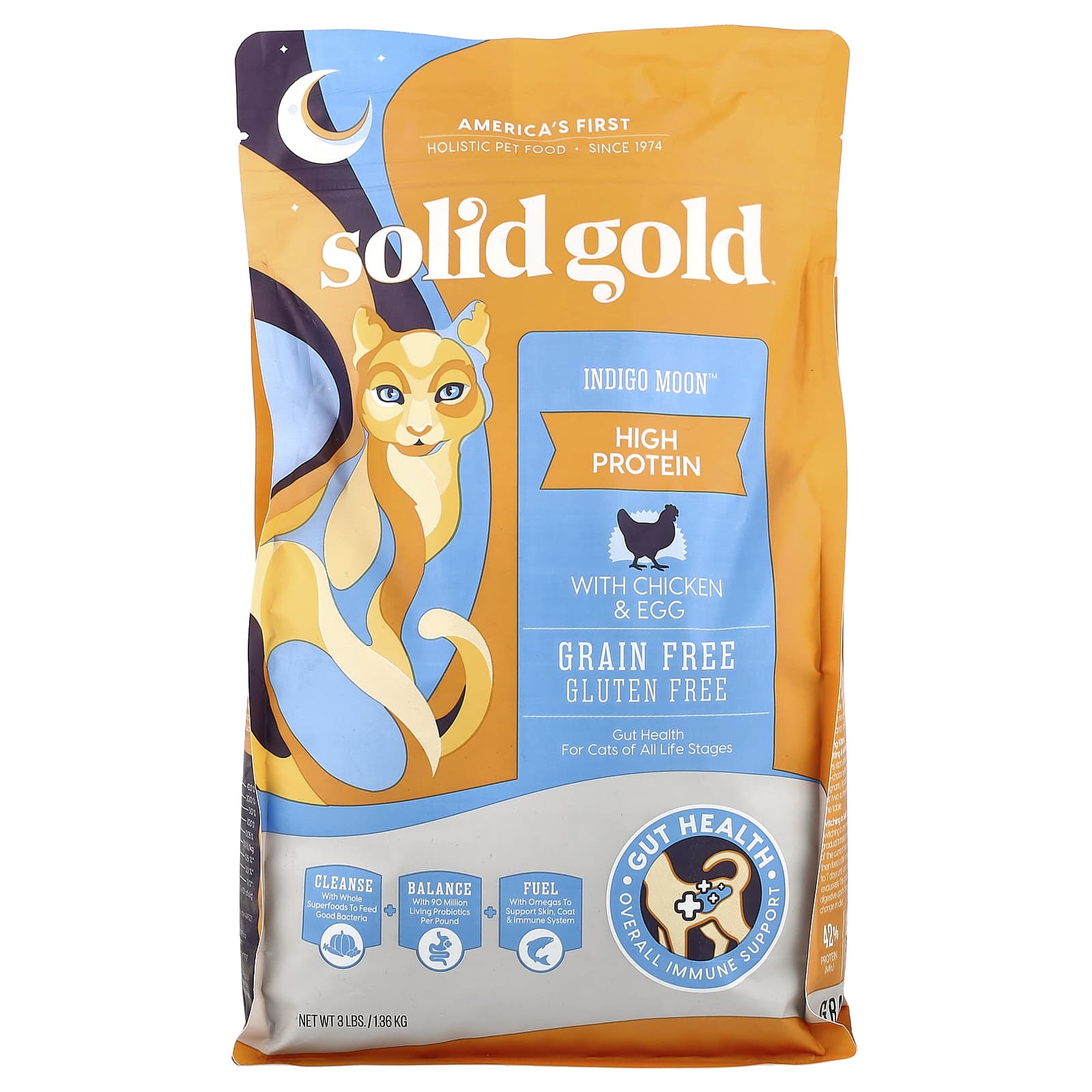 Solid Gold, Indigo Moon™, For Cats, All Stages, With Chicken & Egg, 8 lbs (1.36 kg) - Image 1