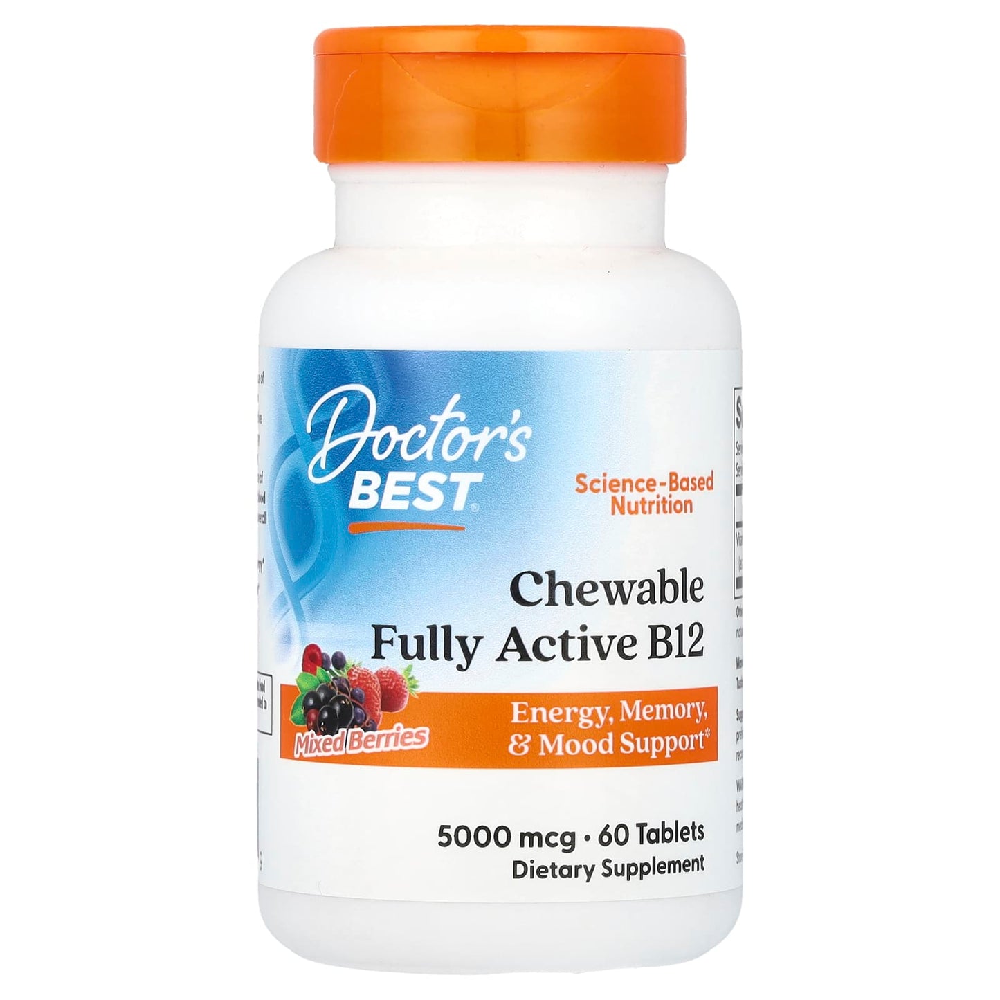 Energy Support with Doctor's Best Chewable B12 (5,000 mcg, 60 Tablets) - Image 1