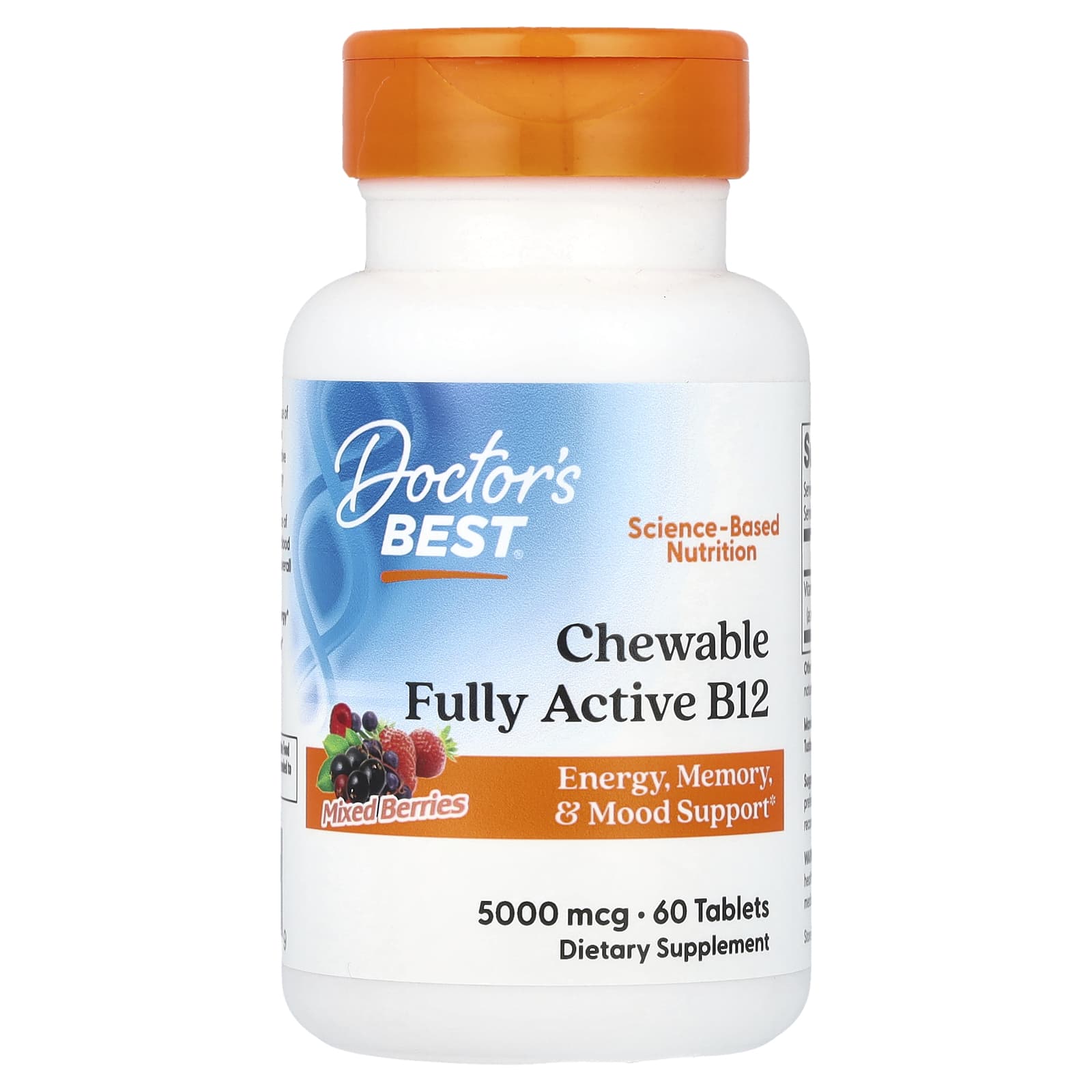 Energy Support with Doctor's Best Chewable B12 (5,000 mcg, 60 Tablets) - Image 1