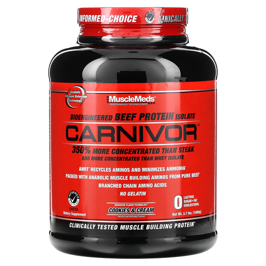 MuscleMeds, Carnivor, Bioengineered Beef Protein Isolate, Cookies & Cream, 3.7 lbs (1680 g) - Image 1
