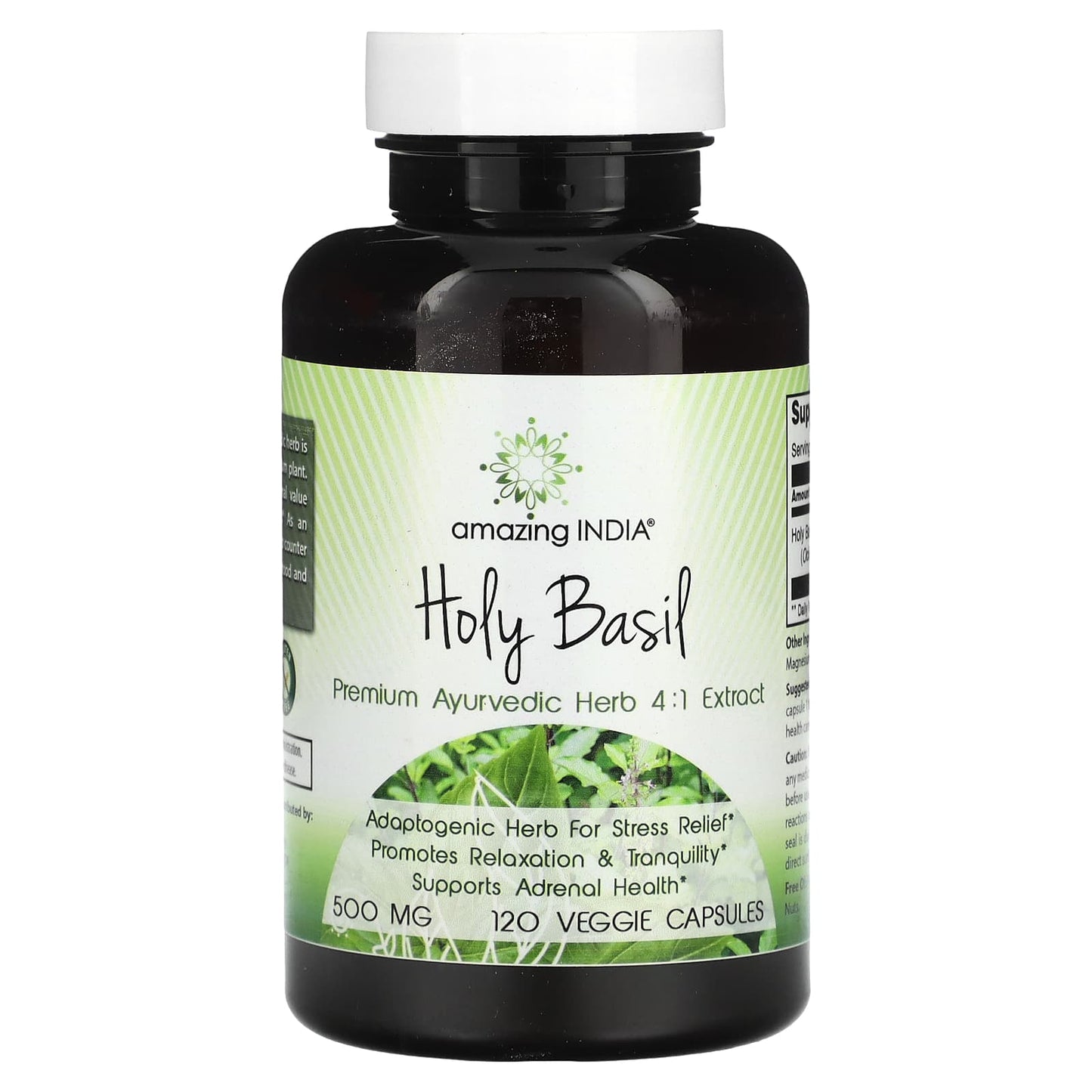Holy Basil 500mg, 120 Capsules for Stress Relief & Relaxation - Image 1