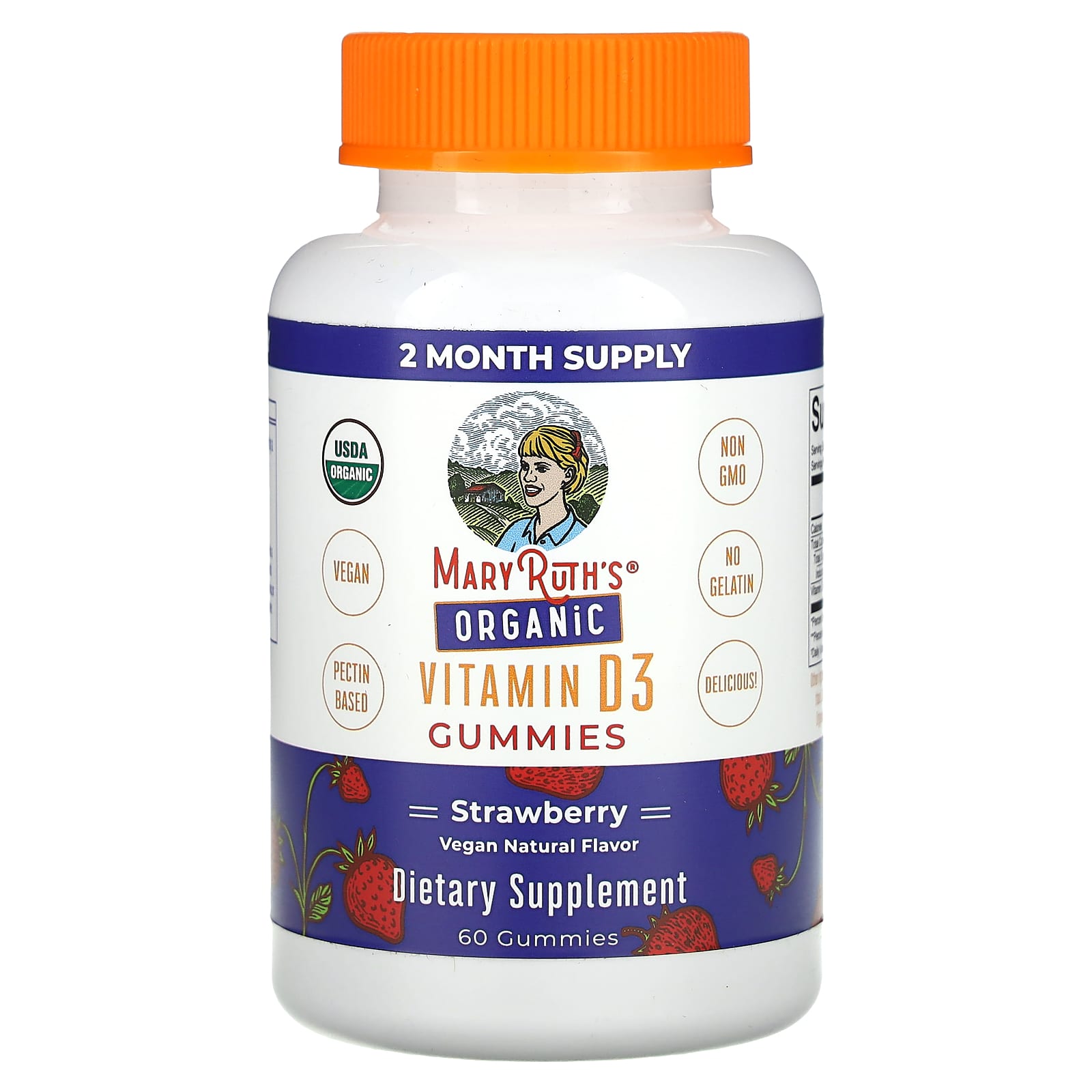 MaryRuth's, Organic Vitamin D3 Gummies, Strawberry, 60 Gummies (25 mcg per Gummy) - Image 1