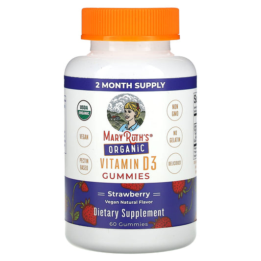 MaryRuth's, Organic Vitamin D3 Gummies, Strawberry, 60 Gummies (25 mcg per Gummy) - Image 1