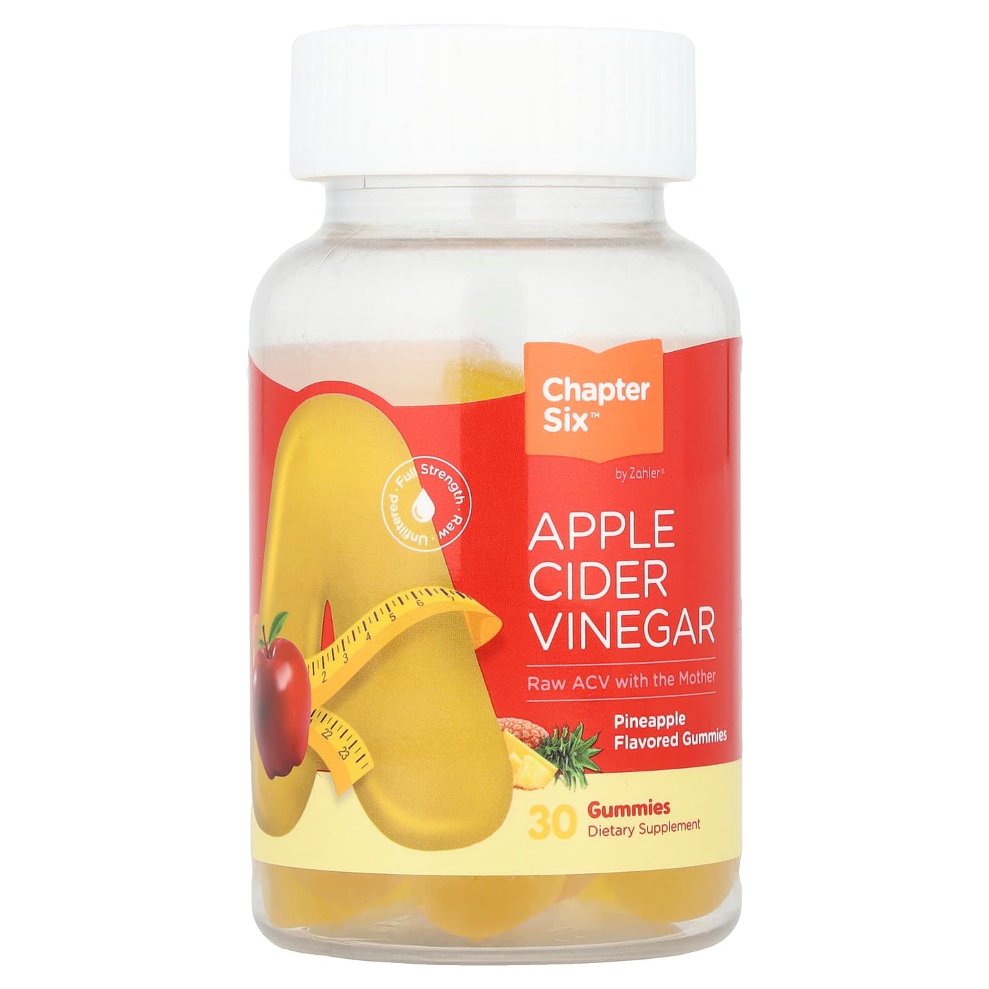 Chapter Six Apple Cider Vinegar Gummies, Pineapple, 250mg, 30 Count - Image 1